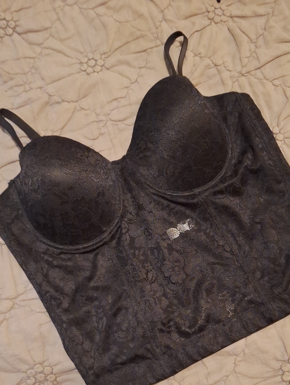 Nicole Miller Black Lace Longline Bustier